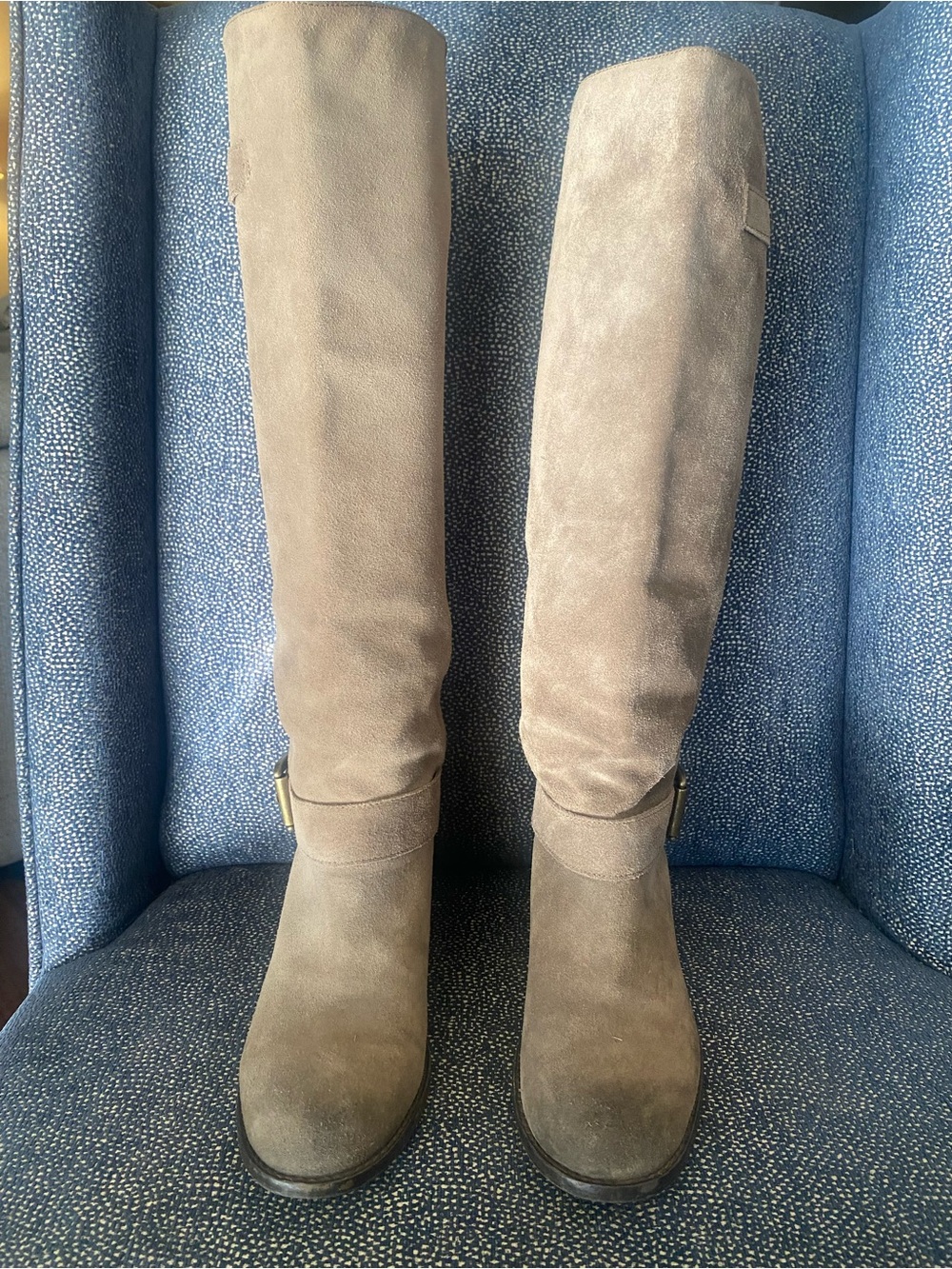 INC International Concepts Taupe Suede Over-the-Knee Boots with Side Buckle